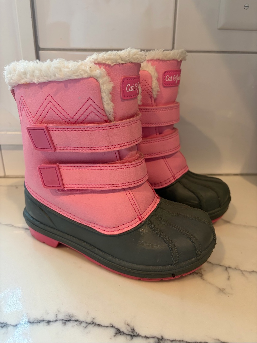 Cat & Jack Pink and Gray Girls Winter Snow Boots